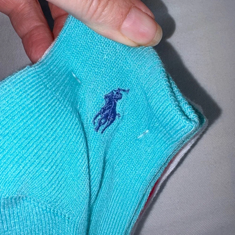 Polo Ralph Lauren Low Cut Socks 9-11 White Pink Blue NEW 6-Pack Athletic Logo